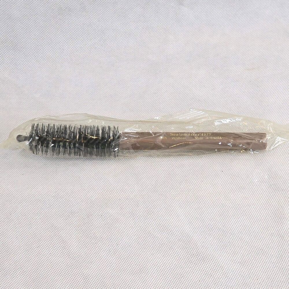 Scalpmaster 1975 Round Brush Wild Boar Hair Bristles Tight Curl France Bronze